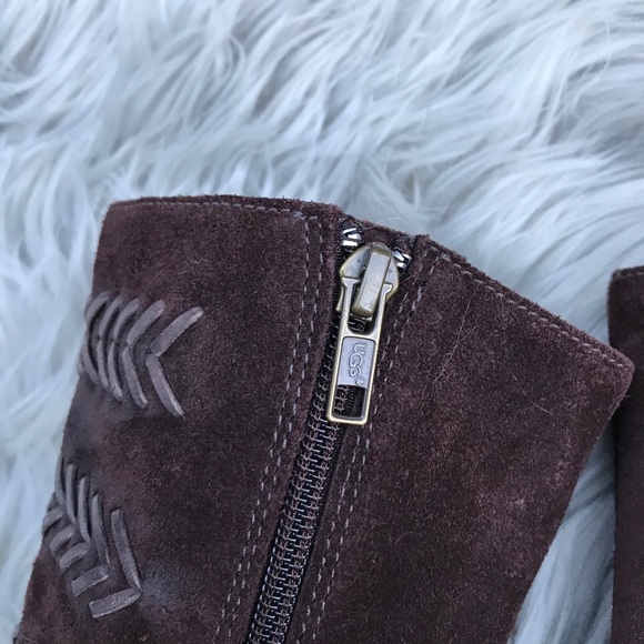 UGG Brown Suede Side Zip Ankle Boots - Picture 10 of 16